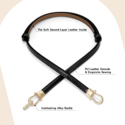 Image of JASGOOD Leather Skinny Belts for Women Plus Size Ladies Thin Waist Belts Adjustable for Jeans Pants Dresses with Gold Buckle
