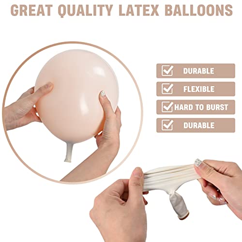 Image of Double Stuffed Blush Balloons Cream Balloon Different Sizes 18 12 10 5inch Nude Balloon Garland Arch Pastel Pale Pink Peach Beige Latex Balloons for Birthday Decoration Wedding Bridal Bachelorette