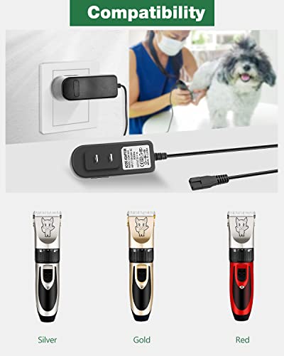 Jovno 3V Power Cord Replacement Highdas Dog Grooming Clippers Charger For Low Noise Rechargeable Cordless Electric Quiet Pet Hair Thick Coats Clippers Trimmers Set, 3V 1A Wall Charger Adapter, 6.6Ft #TOP1