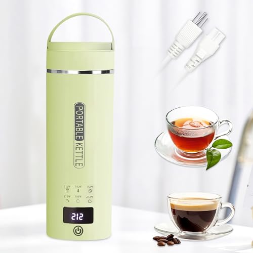 Image of Green Travel Electric Kettle with LCD Display, 6 Temperature Settings, 450ml / 15.2oz, 304 Stainless Steel, Auto Shut-Off and Dry Boil Protection, Compact and Portable Electric Kettle