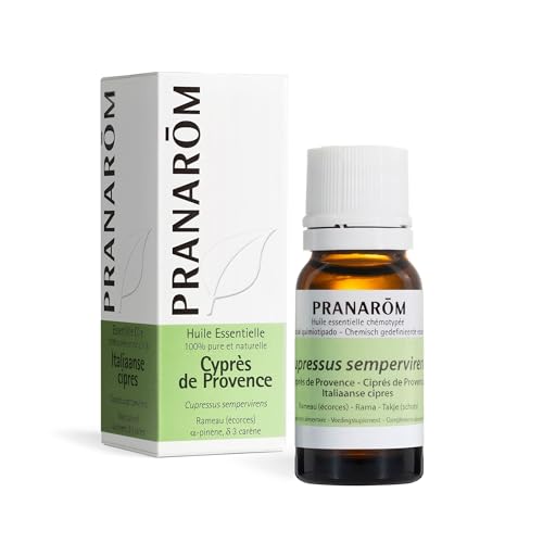 PRANAROM - Ciprés de Provenza - Aceite esencial 100% Quimiotipado - Cupressus Sempervirens - Rama - Respiración - Vías Urinarias - Confort Circulatorio - Curas Depurativas y Adelgazamiento - 10ml