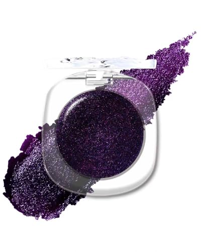 Duochrome Schwarz Lila Glitzer Lidschatten, Glatte Creme Textur Eyeshadow mit Starker Metalleffekt, Langanhaltender Glanz, Hochpigmentiert Eyeshadow Palette Smoky Punk Augen Make-up für Party Stage-05