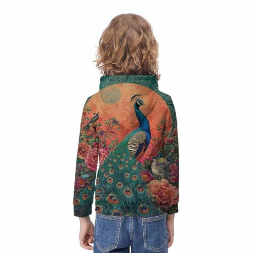 Sweat à capuche imprimé paon 3D veste drôle et cool pour adolescent 13-15 ans - 4