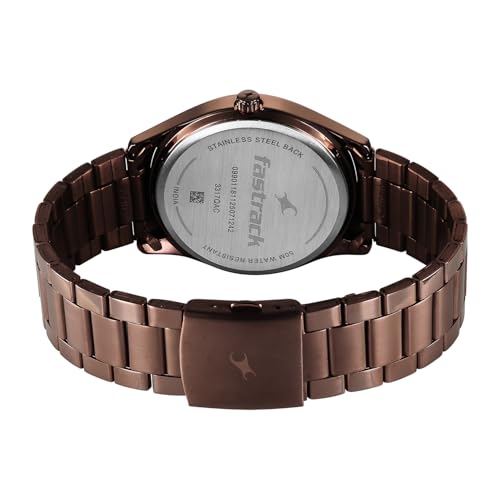 Image of Fastrack Wild Poison Dart Frogs Black Dial IP Brown Sheet Metal Strap Watch for Men - 3317QM04