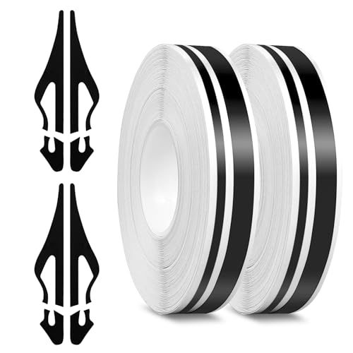 2 Rolls of Car Pinstripe Tape, Silver Pinstripe Body Sticker, Vinyl Thin Car Stripe Pinstripe Tape, for Motorcycle, Car, Racing DIY Body Sticker Tape (Black)