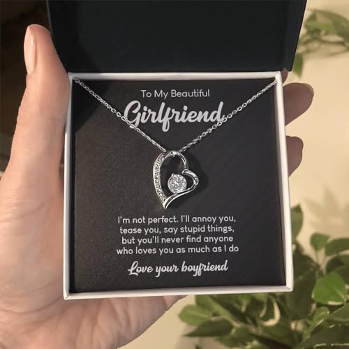 To My Girlfriend Forever Love Necklace With Heartfelt Message & Elegant Box, Girlfriend Necklace Gift From Boyfriend On Graduation, Birthday, Wedding, Christmas, Anniversary, Valentine's Day2