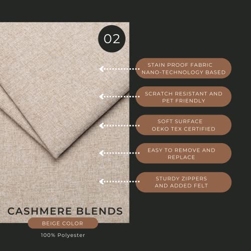 Comfortly | Cover For Farlov 2-Seat Sofa, Replacement Slipcover, Heavy Duty 6 Pcs Cover, Pets And Stain Proof Durable Nano-Tech Fabric, Easy To Clean & Replace (Cashmere Blends - Beige) #TOP2