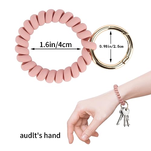 Image of QIUTIMIY 6PCS Wristlet Keychain, Colorful Spiral Coil Hair Tie for Women, Sauna Accessaries Wrist Coil Key Ring Key Holder