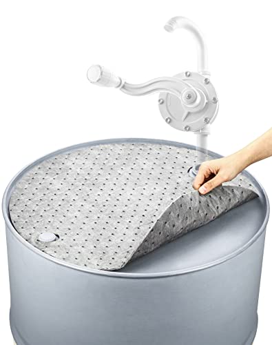 Qwork Absorbent Mats For 55 Gallon Drums - 25 Pads - Lightweight And Effective - 22" Diameter, 44 Oz Per Met For Oils, Coolants, Water #TOP1