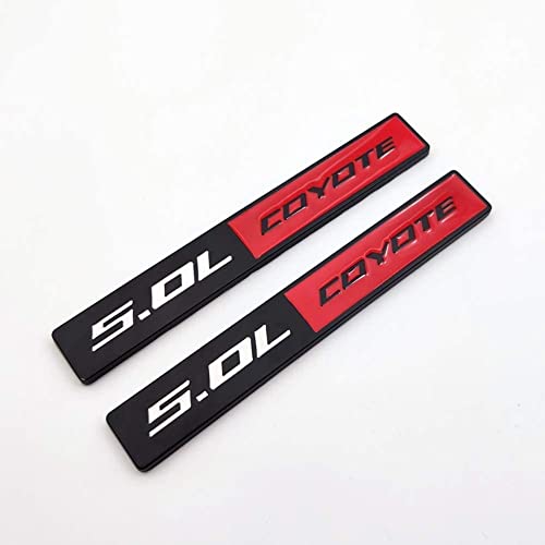 Image of 2X 5.0L Coyote Emblems, 3D Trim Fender Hook Trunk Badge Decals Stickers (Black-red)