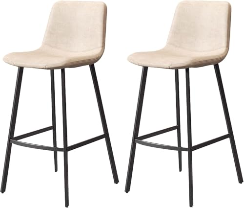 Tabourets de bar lot de 2 chaise haute de cuisine confortable similicuir dossier noir