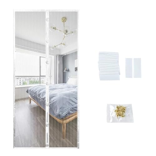 BDSHGRDH Zanzariere per Porte， Zanzariera for Porta, Tenda for Porta, zanzariera Anti-punzonamento Anti-zanzare, Mosche, Insetti, Chiusura Automatica, Ventilazione Domestica(White,100x210cm)