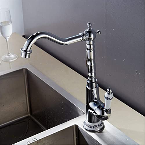 Mélangeur en laiton chrome pour vasque style rétro avec bec pivotant - 7