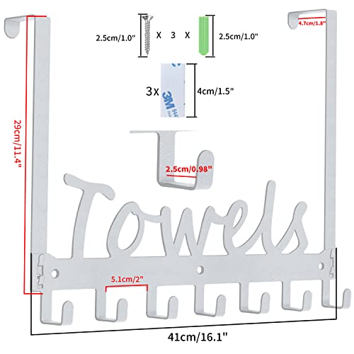 Bathroom Decor Over The Door Towel Hooks Towel Rack Farmhouse Living Room Organization Sets Space Saving And Convenient Wall Mount Towel Holder- Easy To Install Hooks(Silver) #TOP1