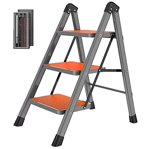 LHX Three-Step Four-Step Ladder Home Folding Indoor Telescopic Herringbone Ladder Multi-Function (Color : Red, Size : 3step)