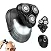 ChargeWorx Groom Essentials 3D Rotary Shaver, Portable Cordless Face-and-Head Shaver with 3 Rotating Blade Heads, LED Guide Light, and Ergonomic Handle