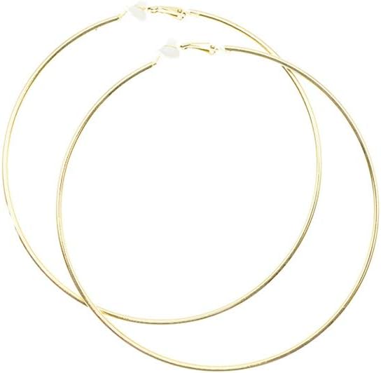 Extra Large Non Pierced Earrings for Women Men - Big Round Circle Clip On Huggie Hoop Earrings Nickel Free