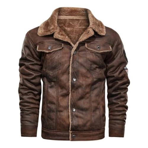 Winter Men's Fur Leather Jacket Coat Retro Streetwear Thicken Leather Bomber Jacket3