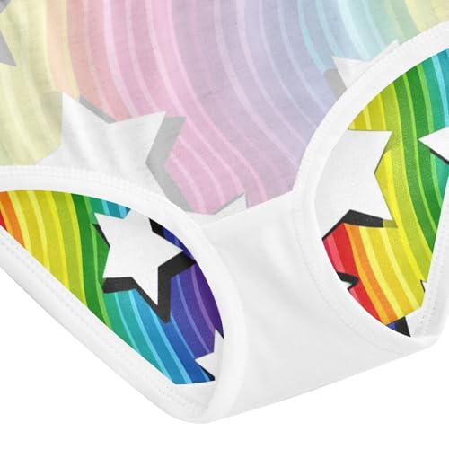 Fun Print Girls Underwear Toddlers 2t Cotton Panties for Girl Wavy Rainbow Stripes Stars Kids Undies Briefs 5