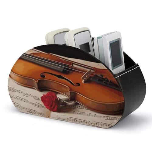 Rangement télécommande salon en cuir à partitions musicales pour table basse - 2