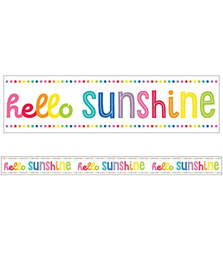 Schoolgirl Style Hello Sunshine Straight Bulletin Board Borders, 36 Feet of Hello Sunshine Classsroom Borders for Bulletin Board, Hello Sunshine Classroom Décor