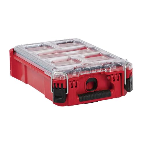 BEbexi Suitable for Milwaukee 48-22-8435 5-Bin Impact Resistant Polymer Packout Compact Organizer red black
