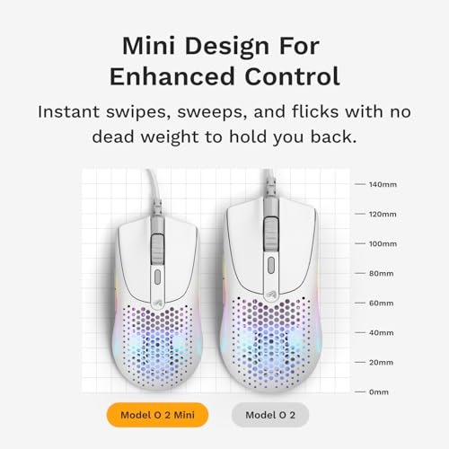 Image of Glorious Gaming - Superlight Wired PC Gaming Mouse with Honeycomb Shell, 6 Programmable Buttons, RGB Lighting & PTFE Skates - Model O 2 Mini, Matte White