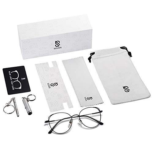 Óculos de bloqueio de luz azul para olhos de gato SOJOS armação de metal hipster feminino óculos She