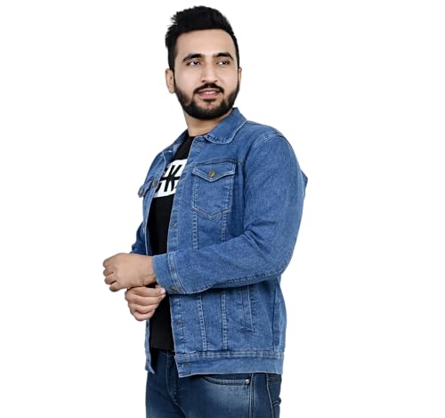 Image of Classic Denim Jacket, Medium Wash Blue, Button Front, Long Sleeve