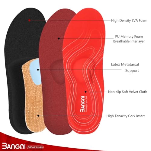 Image of 3ANGNI Arch Support Insoles, Orthotic Insoles for Flantar Fasciitis Flat Feet Low Arch Pronation Metatarsalgia, High Arch Foot Support Orthopedic Insert Men Women