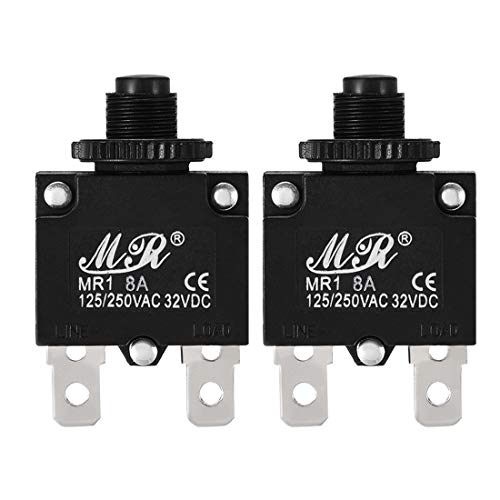 Uxcell 2Pcs Thermal Overload Protector Ac 125/250V 8A Push Button Reset Circuit Breaker #TOP23