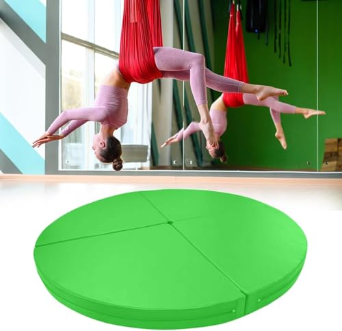 ポールダンスとエアリアルフープ用の厚いクラッシュマット、安全なラウンドポールダンスフォームマット、スタジオ/バー/自宅/ジム用の折りたたみ式ストリッパークラッシュパッド。 green 150X10CM