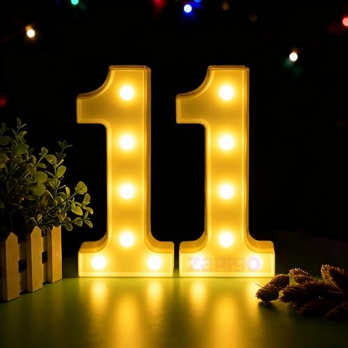 Image of Balloonistics LED Marquee Number 11 Light - 8.66-Inch Cordless Battery-Operated Light Up Number Sign for 11th Birthday, Anniversary, Wedding, Party Decoration, Photo Booth Backdrop, Cake Table Decor