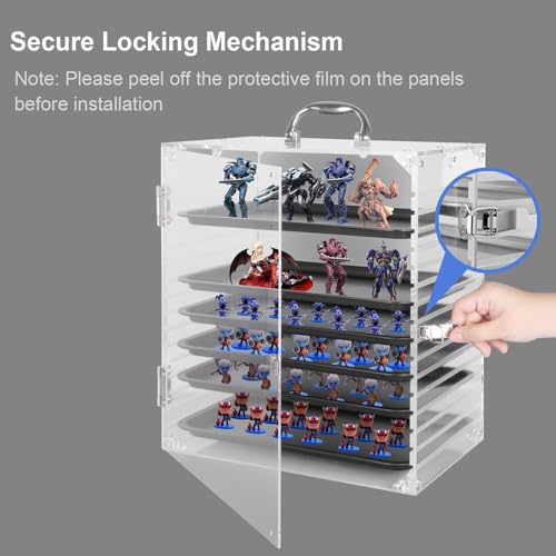 Hamtery Clear Acrylic Miniature Storage Case,Magnetic Carrying Case for Miniatures with 6 Metal Trays, Miniature Display Case with Security Door Compatible with Warhammer 40k