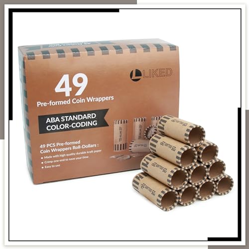 Image of LLIKED 49 PCS Preformed Coin Wrappers Rolls -1 Dollars