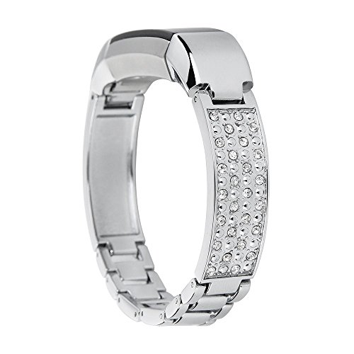 EPYSN Replacement Metal Bands Compatible with Fitbit Alta Bracelet/Alta HR Jewelry Bangle Silver-Bling