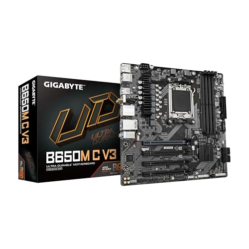 GIGABYTE B650M C V3 (rev. 1.0) AM5 LGA 1718 AMD B650 M-ATX }U[{[hADDR5APCIe 4.0 M.2APCIe 4.0AUSB 3.2 Gen1 Type-CA1GbE LANAQ-Flas