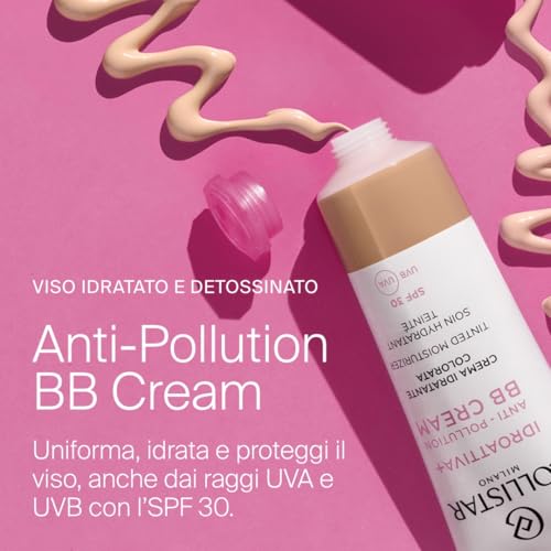 Collistar Idroattiva+, BB Cream Viso Antipollution, 100H Feuchtigkeit, SPF 30, Unmerkliche Textur, für alle Hauttypen, auch empfindliche, Nr. 2 Medium, 50 ml