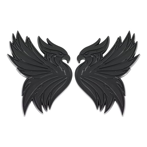 Image of Phoenix Emblem 3D Bird Badge, Custom Car Decal Sticker - Durable Exterior Trunk, Hood, Fender for Car, Truck, SUV (Set of 2) (Matte Black)