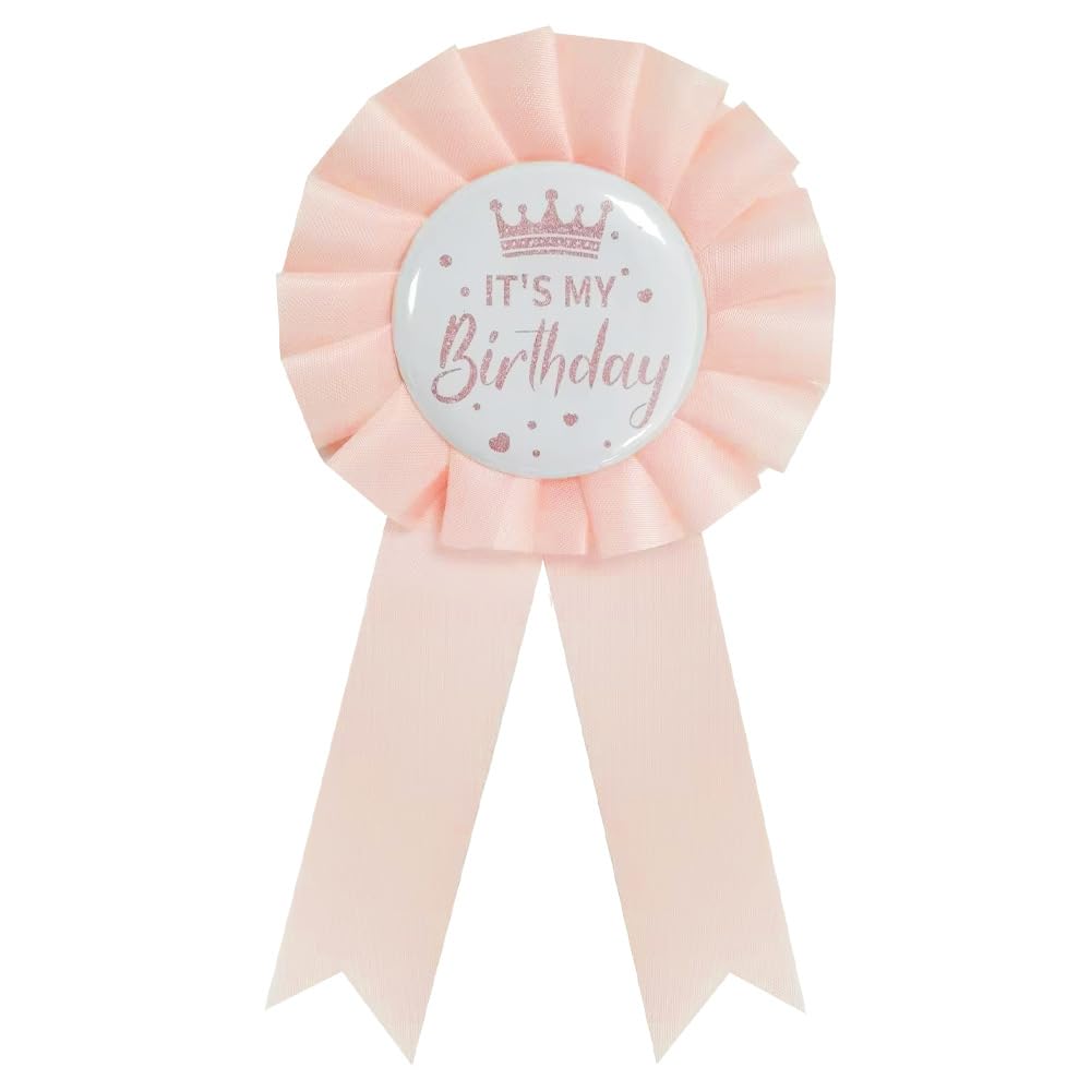 It's My Birthday Ribbon, Satin Fabric Happy Birthday Tinplate Badge Pin for Women, Men, Girls, Boys - Award Rosette Badge Brooch Pin Party Decorations