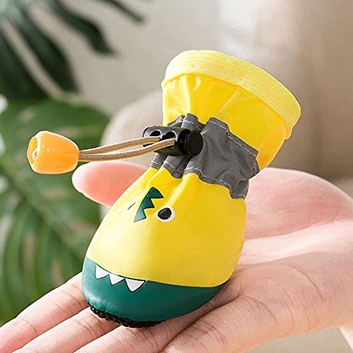 Dog Shose for Small Dogs Medium Boots Cute Galoshes Cartoon Summer Outdoor Walking (Yellow,M)