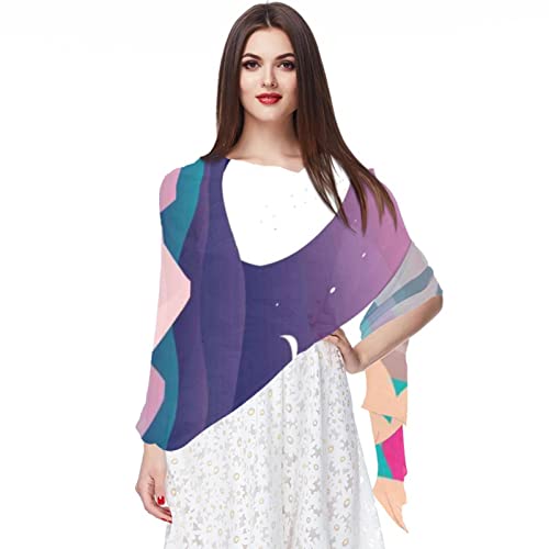 Écharpe pashmina paysage pour femme aux finitions soignées multicolores