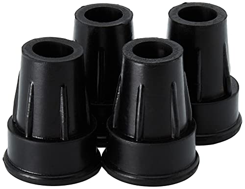 Sysfix Contera de goma negra para muletas y bastones de 18 mm diámetro con arandela metálica - 4 Conteras, 4 unidad, 4