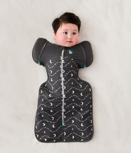 Image of Love to Dream Transition Bag 1.5T Stretch Cotton Fleece, Medium (6-8.5kg) Stage 2, Soft & Comfortable, Ideal for Baby's Sleep Routine, Moon & Back, Charcoal