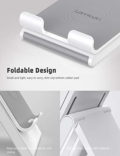 Lamicall Adjustable Tablet Stand Holder - Foldable Desktop Stand Charging Dock For Desk Compatible With Ipad Air Mini Pro 9.7,12.9, Phone 12 Mini 11 Xs Max Xr X Plus S10 S9 S8 Smartphones 4-13” - Gray #TOP5
