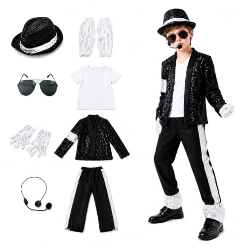 Halloween Costume for Kids Set 80s 90s Retro Dance Disco Cosplay，M