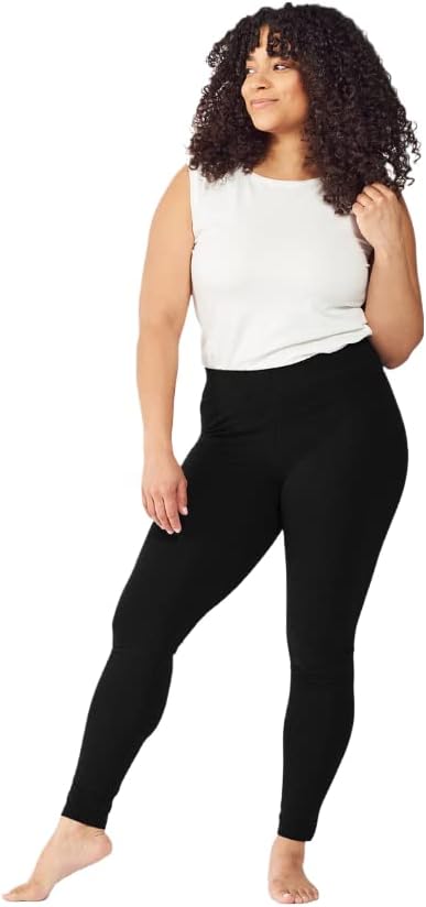 Maggie's Organics Cotton Base Layer Leggings - Ankle Length - Soft & Stretchy Black (Large)