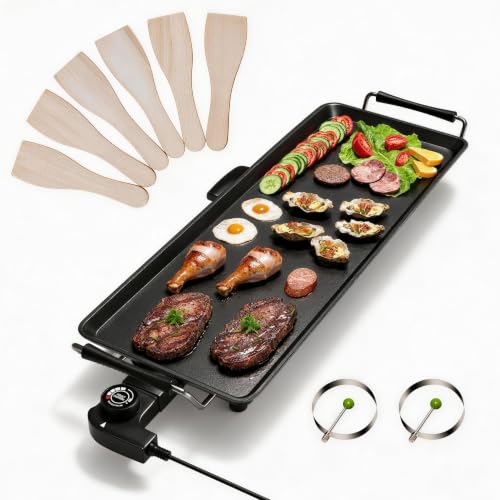 TANGZON 48 cm Electric Teppanyaki Grill, Tabletop Griddle BBQ Plate