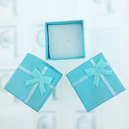 TRIXES Ring Box - 5PC Elegant Square Jewellery Boxes - for Engagement Ring Proposal Wedding Gift Box - Display Case with Foam Interior and Ribbon Bow - Assorted Colours