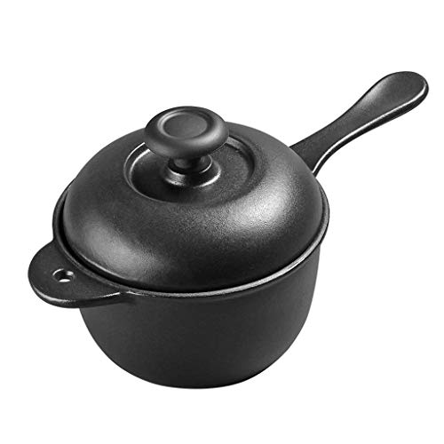 Preisvergleich Produktbild Gusseisen Milchtopf Antihaftpfanne Verdickungstopf Babynahrungsergänzung Topf Haushalt Multifunktionale Milchpfanne (Farbe: Schwarz)